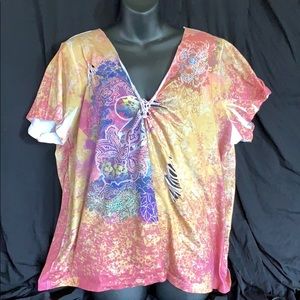 Distressed batik hippie T-shirt